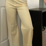 American Vintage Vintage 70s Polka Dot Textured High Waisted Bell Bottom Pants Sz Small Yellow Photo 0