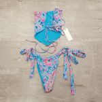 frankie's bikinis đź’•FRANKIE'S BIKINIđź’• Halo Strapless Top + Willow Bottom ~ Scarf Print Medium Photo 9