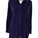 North Crest Navy blue velour button down shirt Size large Photo 0