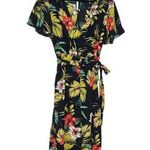 See You Monday Black Tropical Print Cropped Wide Leg Jumpsuit NWOT Size Large Photo 0