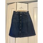 Tommy Hilfiger ‎ Denim Skirt Button Front Dark Wash A Line Embroidered Pockets 14 Photo 1