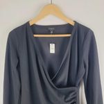 Talbots NEW  Faux Wrap Blouse Top Black Long Sleeve V Neck Size M Photo 1