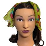 Green Floral Silk Hair Scarf Headband 40 Inches by 7 Inches Photo 0