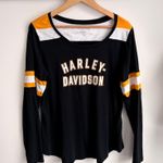 Harley Davidson Black Yellow Long Sleeve Crew Women's XL Biker Motorcycles Photo 0