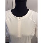 Athleta  Large L Short Sleeve 1/4 zip White Shirt Pacifica II Tee Photo 2