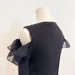 ZARA NWT Tie Front Ruffle Ribbed Knit Cardigan Top in Black Witchy Size Small Photo 8