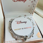 Disney Mickey Mouse Silver Bolo Bracelet Rhinestone Adjustable NWT Photo 0