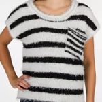 Daytrip  Fuzzy Eyelash Black Ivory Striped Sweater Size Small Photo 0