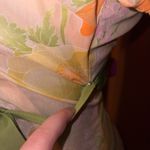 1950’s Floral Puff Sleeve Dress with Green Belt Orange Size undefined Photo 3