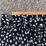 Wide Leg Flowy Paperbag Pattern Pants with Tie Waist, size L Black Size L Photo 1