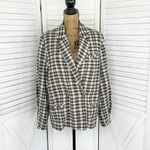 Free People Luminary Plaid Flannel Oversized Blazer Neutral Tan Small Photo 1