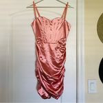NWT LINJOU Rose Pink Satin/Silk Sweetheart Corset Ruched Wrap Bodycon Dress | L Size L Photo 7