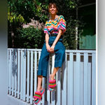 Farm Rio Blue Macaw Crochet Anatomic Slide Sandal Photo 2