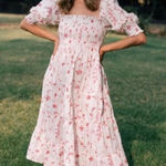 Hill House size XL white pink nap dress white pink floral smocked cottage cabin Photo 0