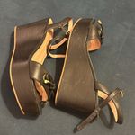 Kate Spade ♠️ BLACK STRAPPY LEATHER PLATFORM WEDGE SANDAL WITH BOW 8M Photo 2