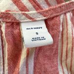 Old Navy  Striped Button Front Linen Blend Jumpsuit Women's Sz S Red White Ruffle Photo 3