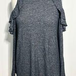 Jolt  Women's Cold Shoulder Long Sleeve Ruffle Tops Heather Grey‎ Size Medium Photo 0