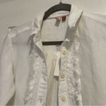 Anthropologie Pilcro White Long Sleeve Ruffle Button Down Linen Blend Shirt XXS Photo 1