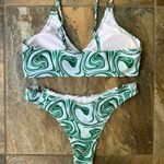 Shein Green and Blue Swirl Print Bikini Set Ring Linked Size Large Photo 6