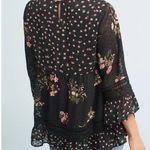Anthropologie Maeve Steffy Bell Sleeve Floral Blouse in Black Combo sz small Photo 1