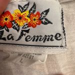 La Femme  White Embroidered Button Up Tunic Top Hooded Boho Festival Size L Photo 4