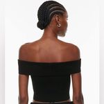 Aritzia Babaton Sculpt Knit Off-shoulder Top in Black. Size Large Photo 1