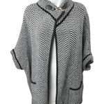 Apt. 9  Black White Chevron Open Front Riding Cape Cardigan Sweater Jacket Coat M Photo 0