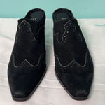 Coldwater Creek  Leather Slip-On Mules Black Suede Size 7‎ Women's Shoes S-653 Photo 0