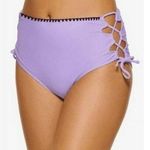Hula Honey High-Waist Purple Bikini Swim Bottoms Side Ties Lace Up Purple XS Photo 0