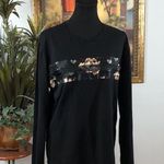 Women Size Large Black Floral Long Sleeve Top Pullover Round Neck Wimsigoth Photo 0