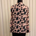 Peach w/ green flower print pussy bow blouse. GUC Pink Size 8 Photo 3