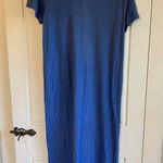 Cut Loose Dress Womens Medium Linen Cotton Lagenlook High Slit Layer Coastal USA Blue Photo 3