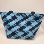 Wildfox Blue Woven Tote Bag Purse Handbag Carryall Beach Gym ShopperZip Top Photo 2