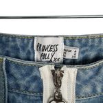 Princess Polly Mabel Front Zipper Distressed Shark Bite Hem Blue Skinny Jeans Photo 1
