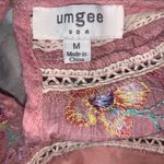 Umgee Women Mini Shirt Dress Medium Pink Crochet Lace Embroidered Scoop Neck Photo 8