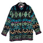 Vintage Jennifer & Grace Southwestern Aztec Woven Cotton Jacket Size Medium Blue Photo 1