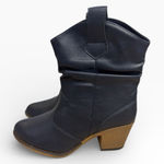 Charles Albert  Navy Western Cowboy Ankle Boots Vegan Leather Womens Size US 8 Photo 0