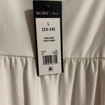 BCBG Paris Women's Knit Eyelet Sleeve Dress White Size L Photo 5