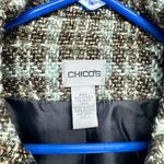 Chico's Jacket Women 0 M/L Brown Full Zip Bomber Plaid Tweed Lined Preppy Shiny Photo 1