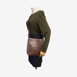 Burberry Brown Embossed Leather Crossbody Adjustable Strap Heritage Style Photo 1