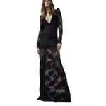 Alexis  Lucasta Women's L 8/10 Black Lace Ruched Ruffle Trim Maxi Evening Formal Photo 2