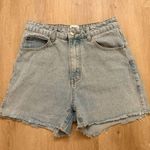 Princess Polly  Light Blue Jean Shorts High-Waisted Frayed Hem Photo 0