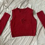 Burgundy Sweater Vest w/ Star Hole Cut Out Red Photo 2