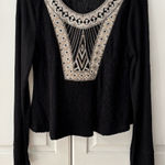 ❤️ 🆕 RXB Blouse Size M long‎ sleeve lace front. Black Size M Photo 0