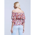 L'Agence  Off the Shoulder AUBRIELLA TOP Size Small Floral Chiffon Romantic Photo 1