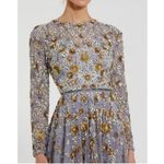 Mac Duggal 5533 Beaded Sequins Long Sleeve Gown Platinum Gold 18 Photo 2