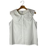 BB Dakota  Shirt Women Large White Peter Pan Collar Button Up Collar ID Top NWT Photo 1