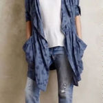 Anthropologie Hei Hei Melita Utility Jacket Cardigan Embroidered Blue Size Small Photo 0