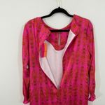 NWT Vilagallo Allegra Silk Shift Dress 42 10 Pink‎ Orange Floral Long Sleeve Pink Photo 3