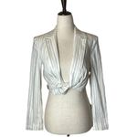 ZARA  Ivory And Black Pin Stripe Long Sleeve Cropped Twist Front Blazer Size‎ XS Photo 1